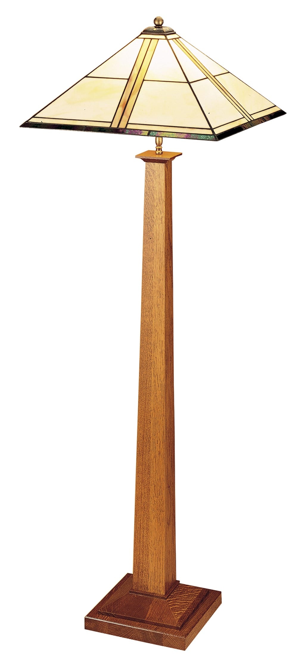 Stickley Square Base Floor Lamp with Art Glass Shade 89-036-7