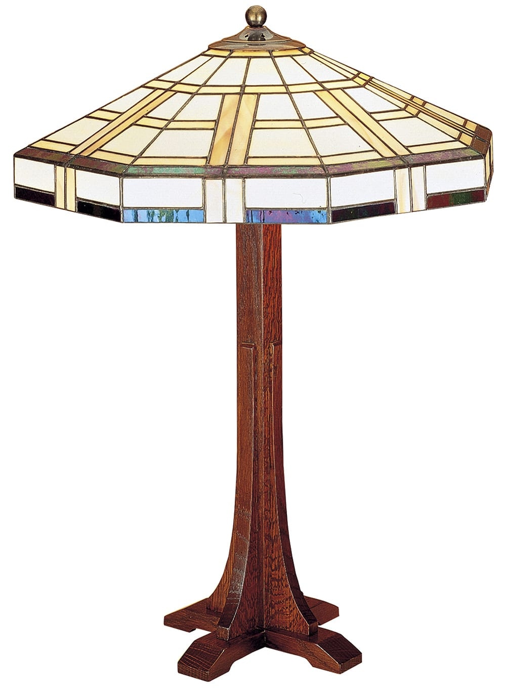 Stickley Cross Base Table Lamp with Art Glass Shade 89-039-5