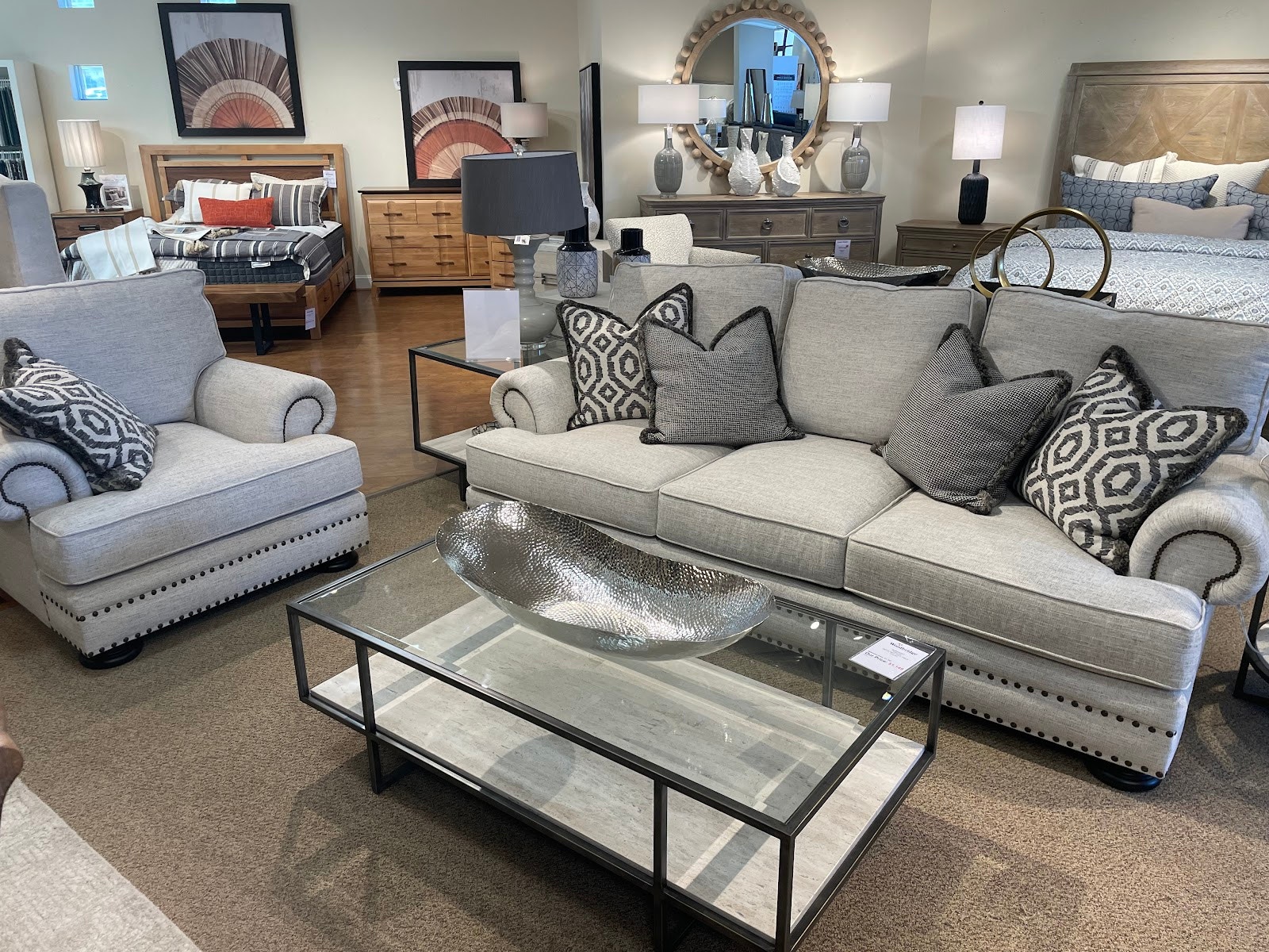 Bernhardt Living Room Foster Fabric Sofa + Chair B5177G