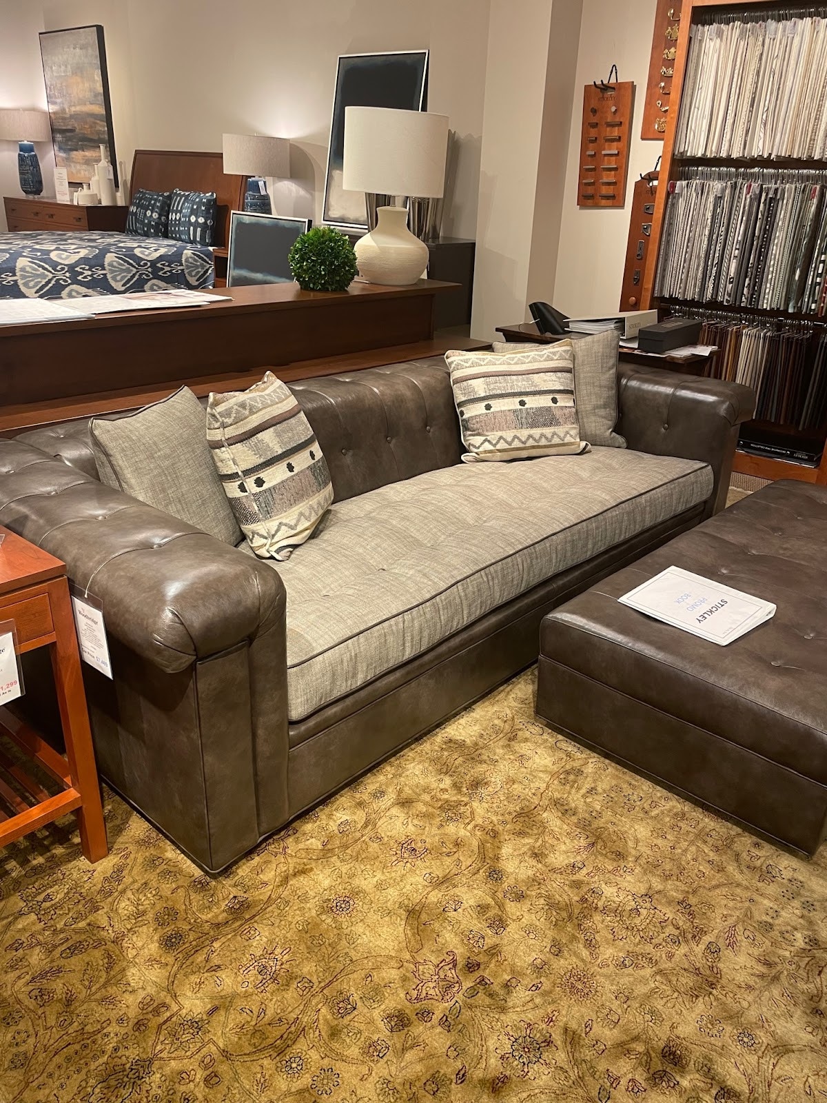 Stickley Living Room Chicago Sofa Ottoman 96 9044101RIA Woodbridge Interiors AZ CA PA