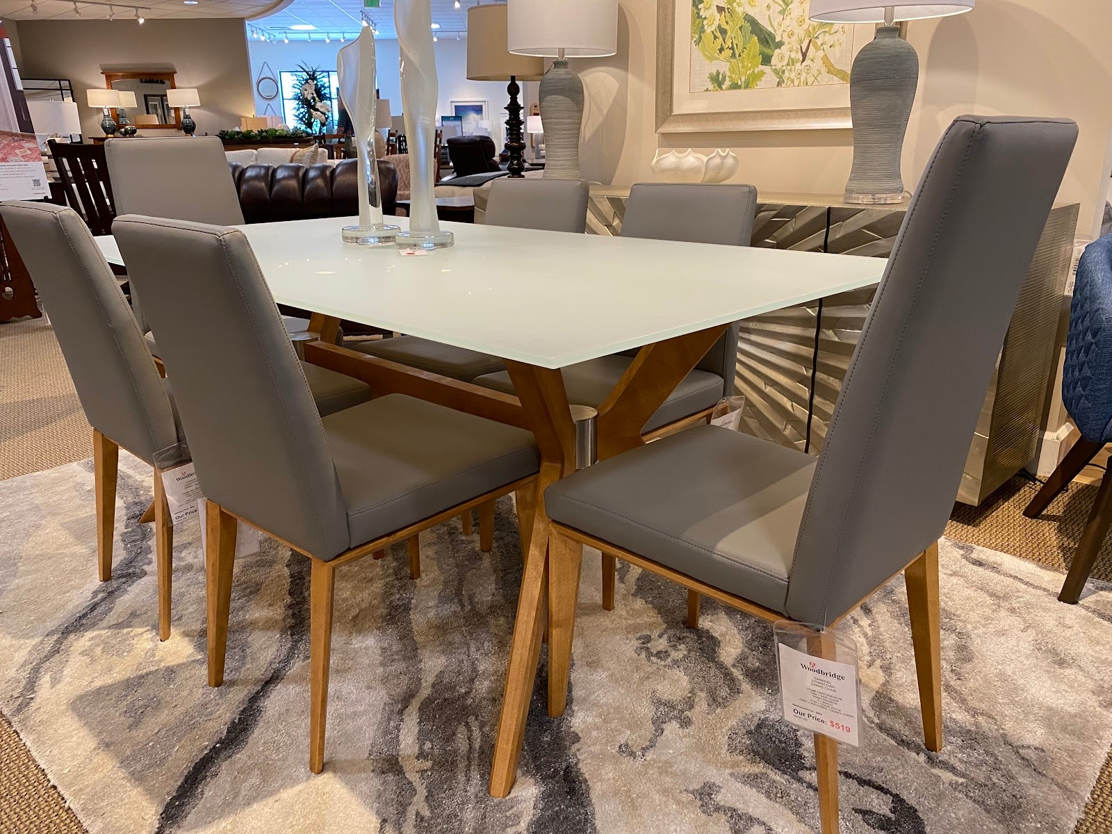 Canadel Rectangular White Glass Table GRE4072WH01M