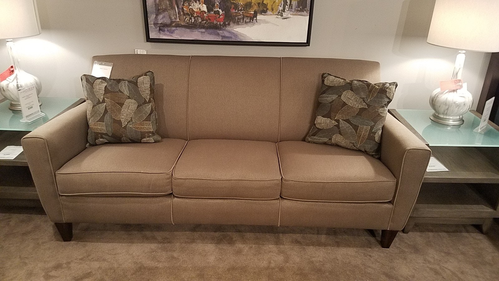 Three cushion outlet sofa