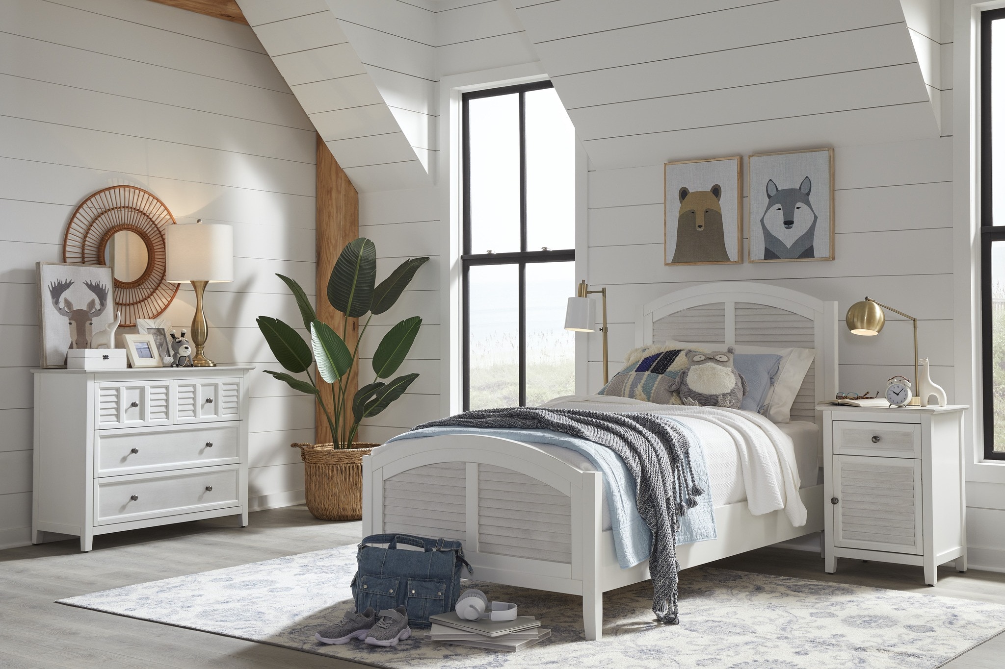 John Thomas Twin Arch Headboard Bedset BD128-1202TF / BD128-1202TH / BD08-901TR
