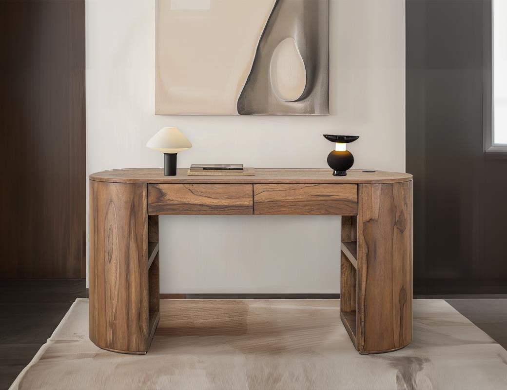 International Furniture Direct Mango & Teak wood 2 Drawer, Desk IFD4221DSK