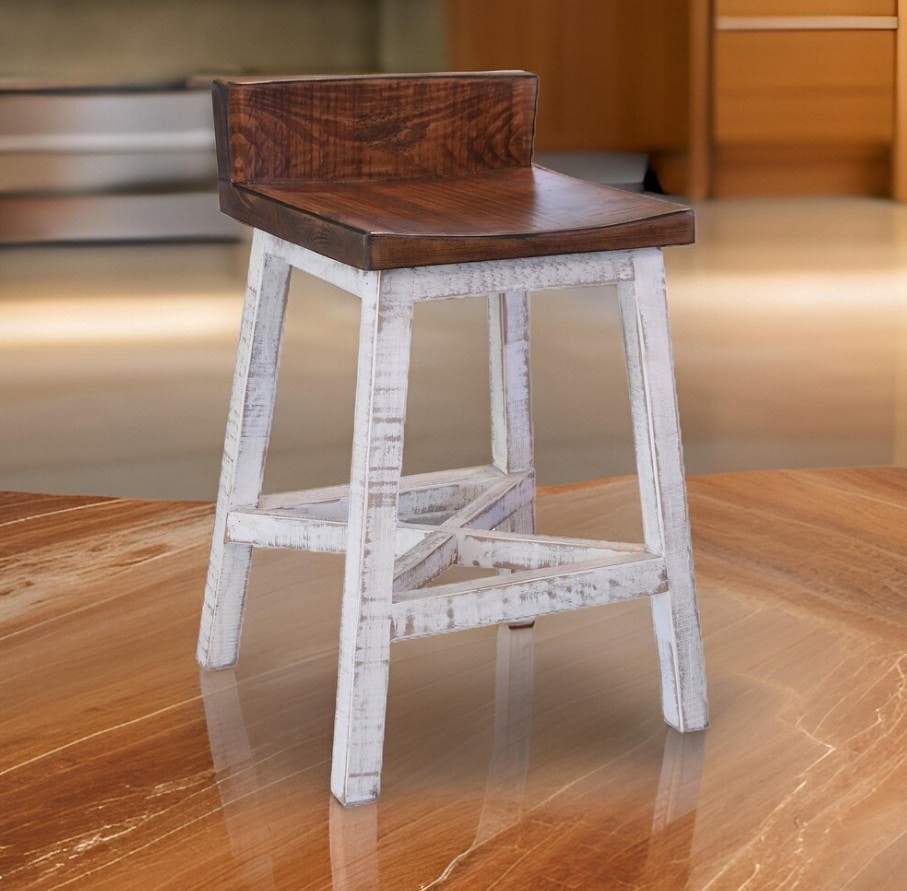 International Furniture Direct 24 Inch Wooden Stool IFD360BS24-W