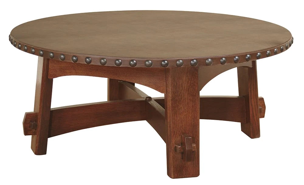 Stickley Living Room Commemorative Coffee Table with Swivel Leather Top