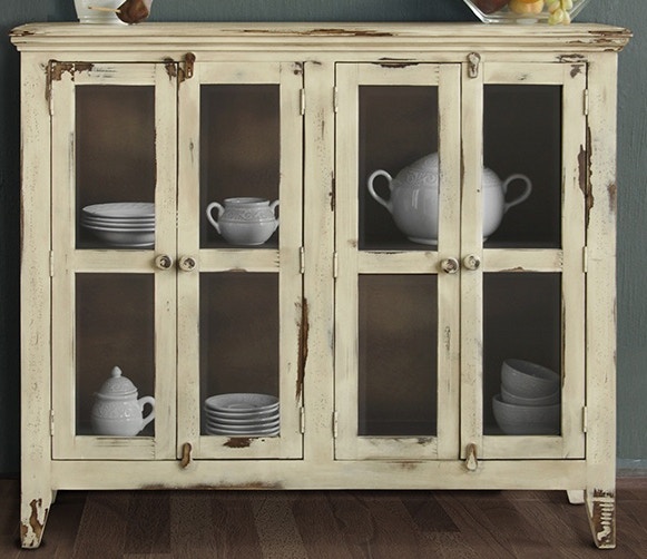 International Furniture Direct Living Room Console With 4 Glass