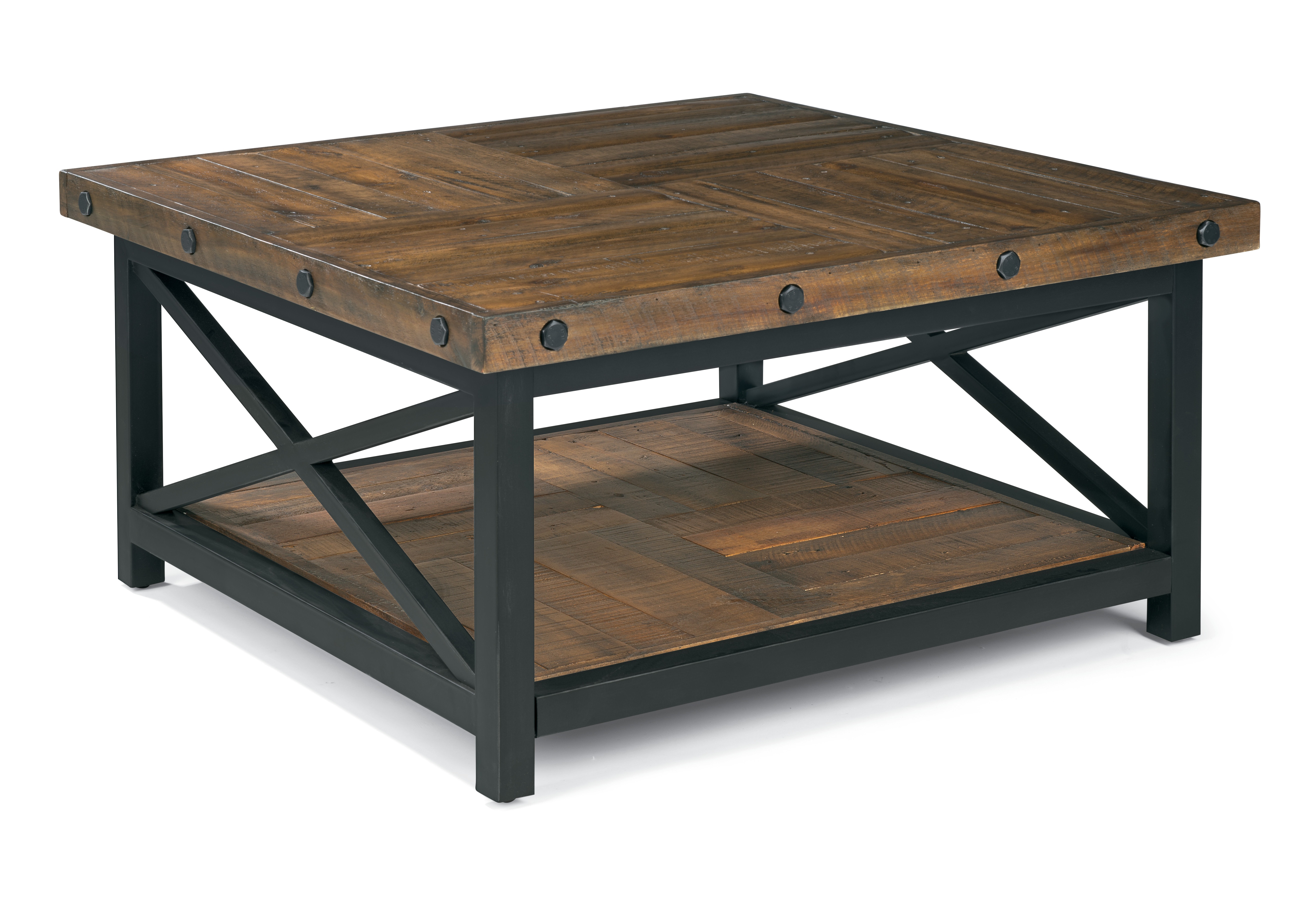 Flexsteel Living Room Carpenter 35-inch SQ Metal Frame Coffee