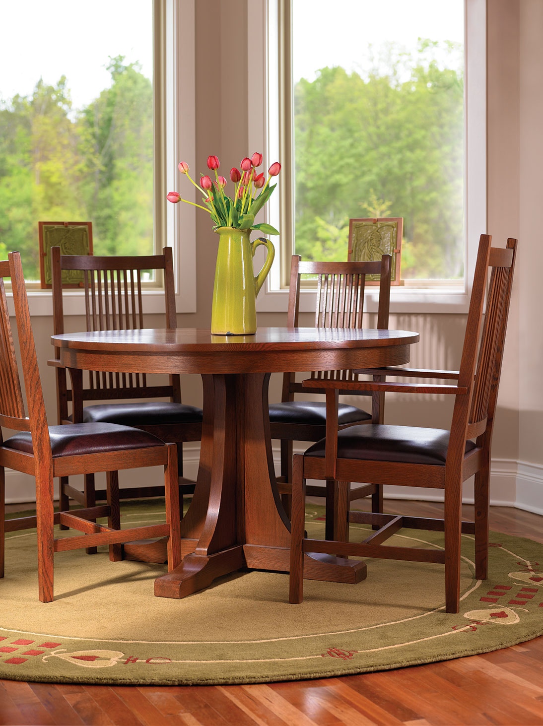 round mission oak dining table