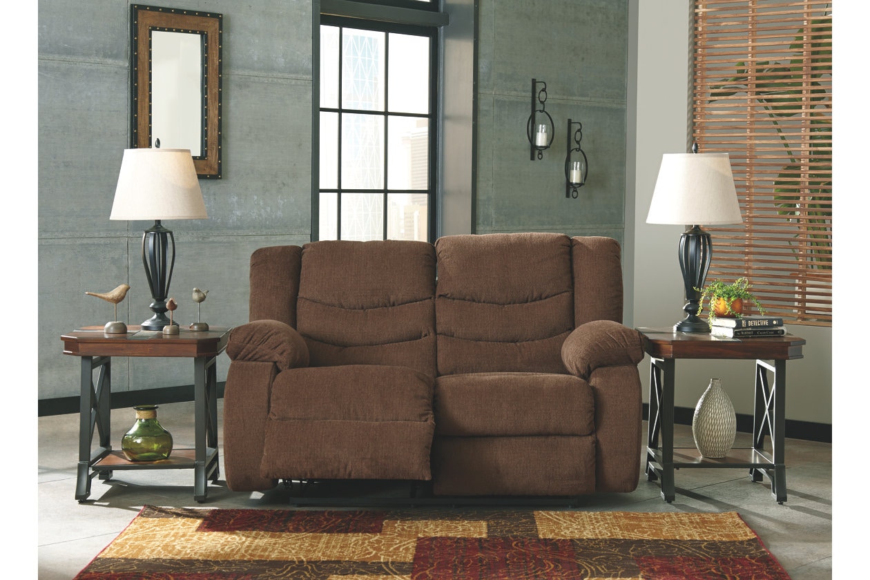 Dark brown deals reclining loveseat