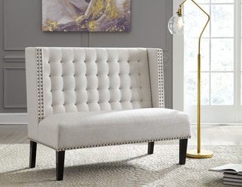 High back upholstered online dining bench