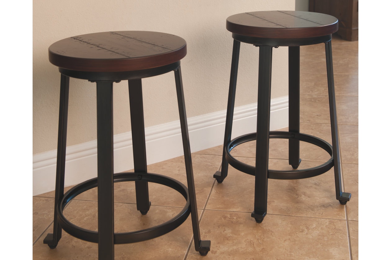 Set of 2 Rustic Brown New, Ashley Furniture Signature Design Challiman Stool 