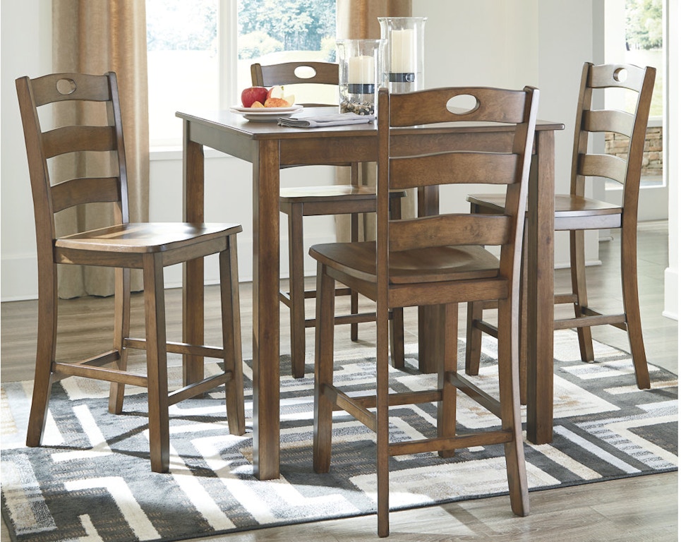 Ashley Hazelteen Counter Height Dining Room Table And Bar Stools