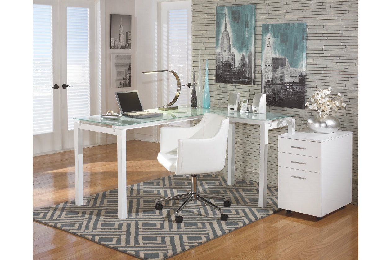 White Signature Design by Ashley H410-24 Baraga Collection Home Office Desk 61 