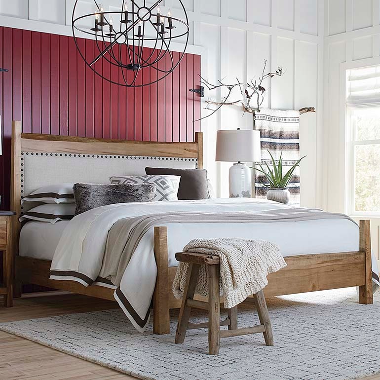 Bassett Benchmade Heritage Maple Queen Live Edge Upholstered Bed 2015