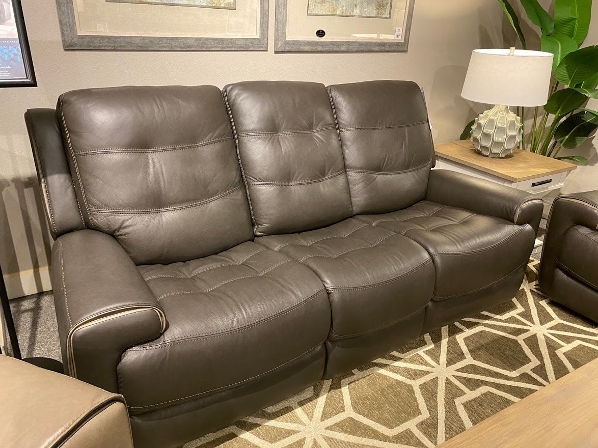 Flexsteel Wicklow Leather Power Reclining Sofa with Power Headrests