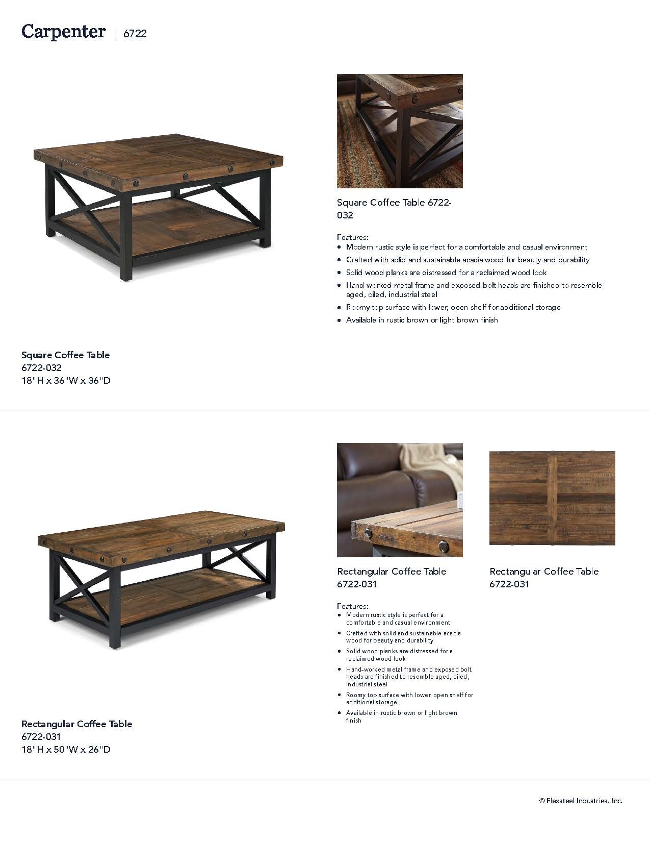 Flexsteel Carpenter 6722-032 Coffee Table - Thumbnail 4