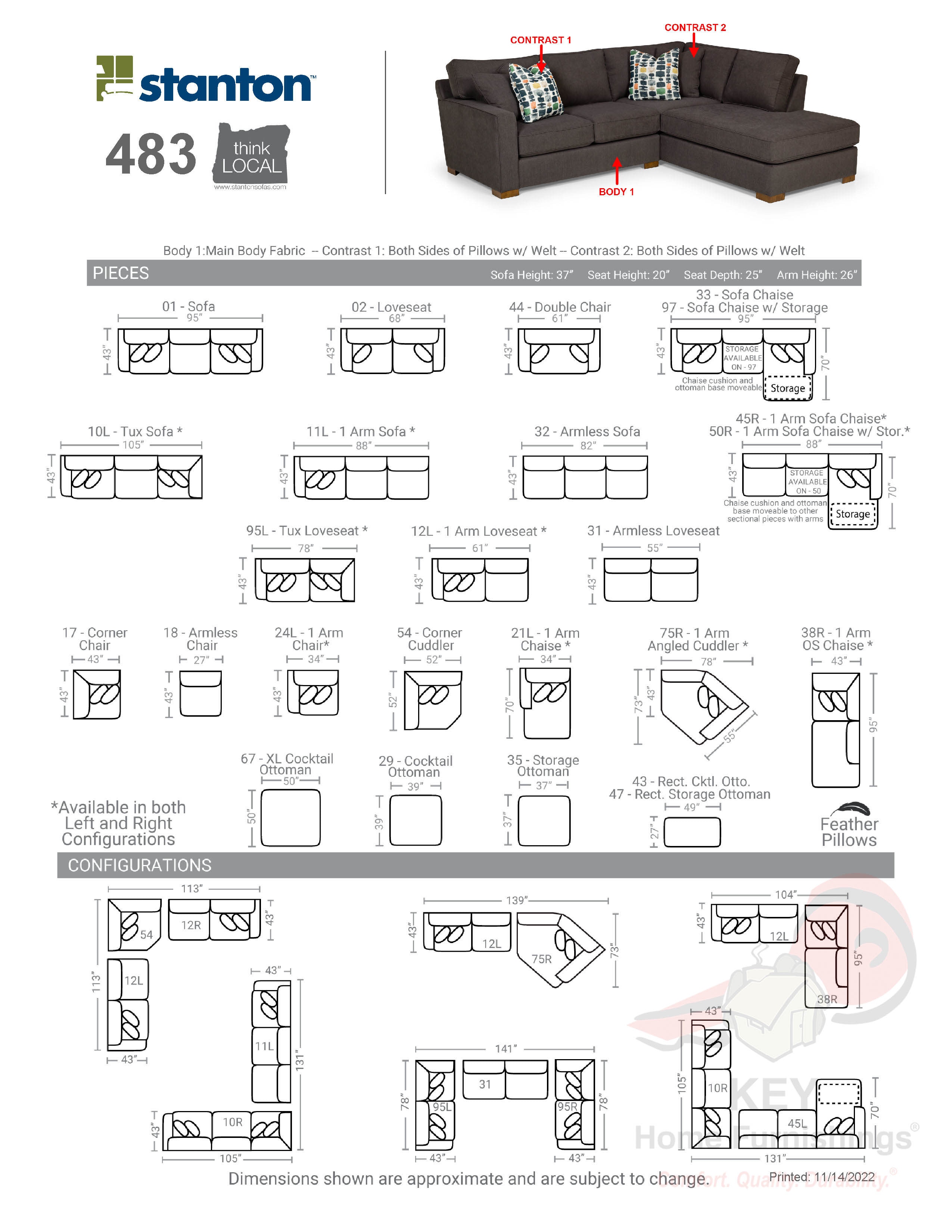 Stanton Sofa 48301 Portland, OR Key Home Furnishings
