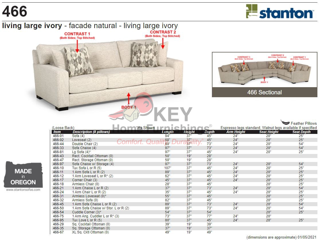 Stanton Large Sofa 46681 Portland, OR Key Home Furnishings