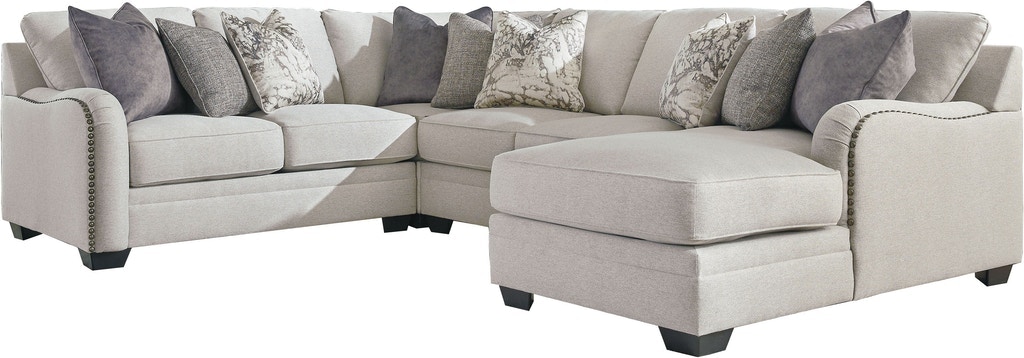 Dellara Chalk 4Piece Sectional with Right Arm Facing Chaise by
