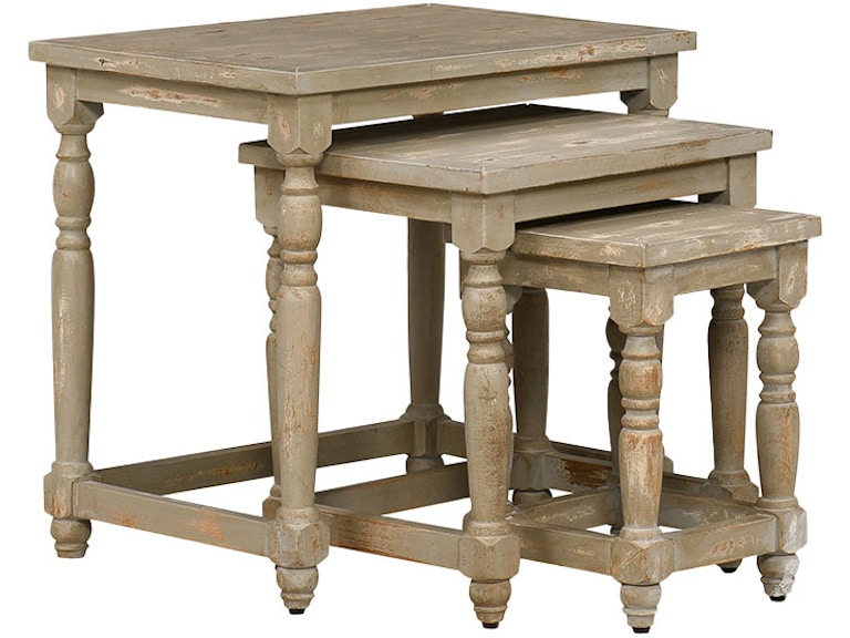 Crestview Bengal Manor Mango Wood Distressed Grey Set Of Nested Tables CVFNR354 850803939