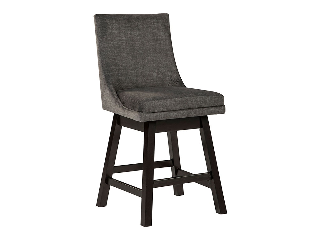 Tallenger Dark Grey Counter Height Swivel Upholstered Bar Stool D380-624