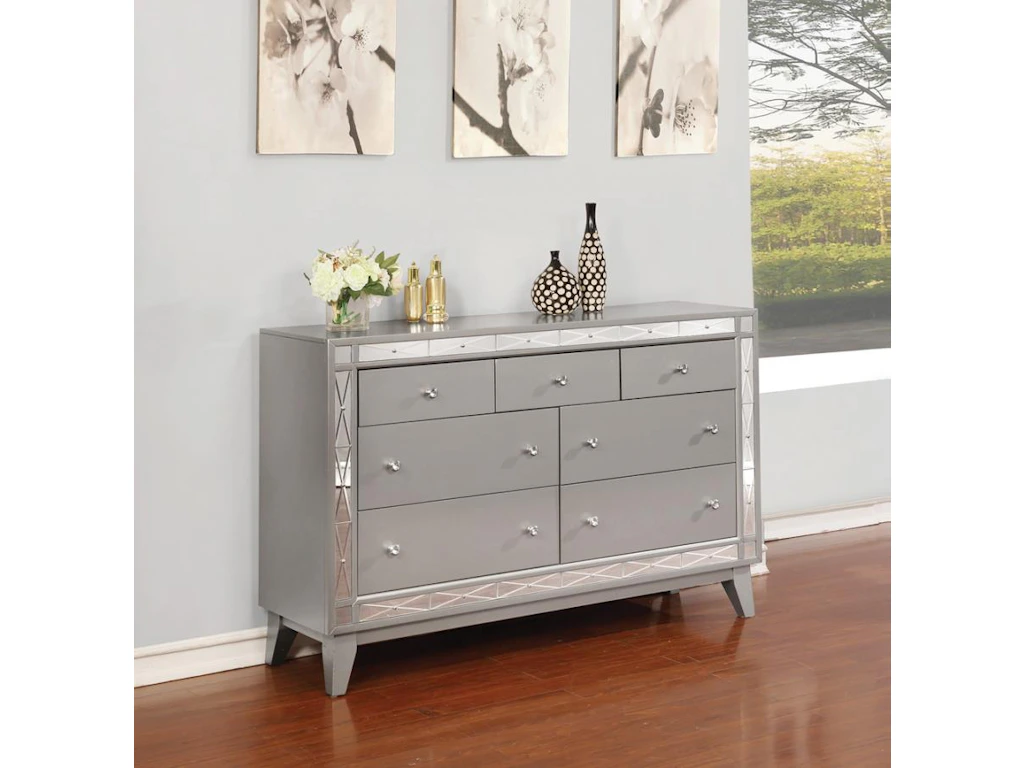 Coaster Bedroom Leighton 7-drawer Dresser Metallic Mercury 204923 - Wenz Home Furniture - Green Coaster Bedroom Leighton 7-drawer Dresser Metallic Mercury 204923 - Wenz Home Furniture - Green