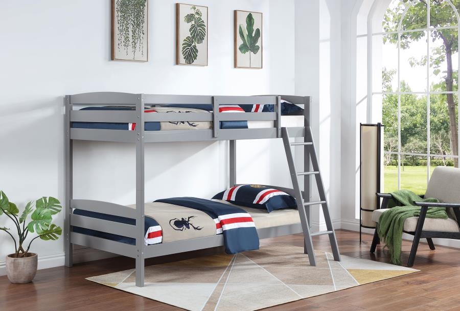 Coaster Bedroom Rhea Wood Twin Over Twin Bunk Bed Grey 460563T