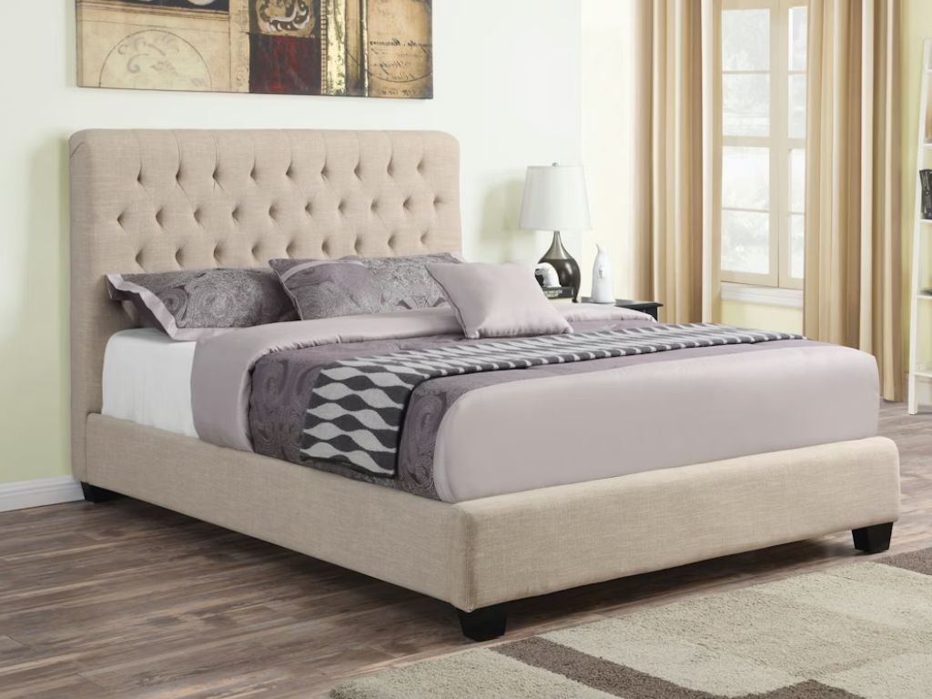  Chloe Upholstered Queen Panel Bed Oatmeal 300007Q