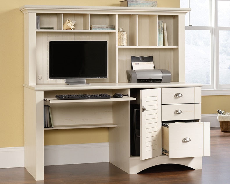 antique white desk with hutch