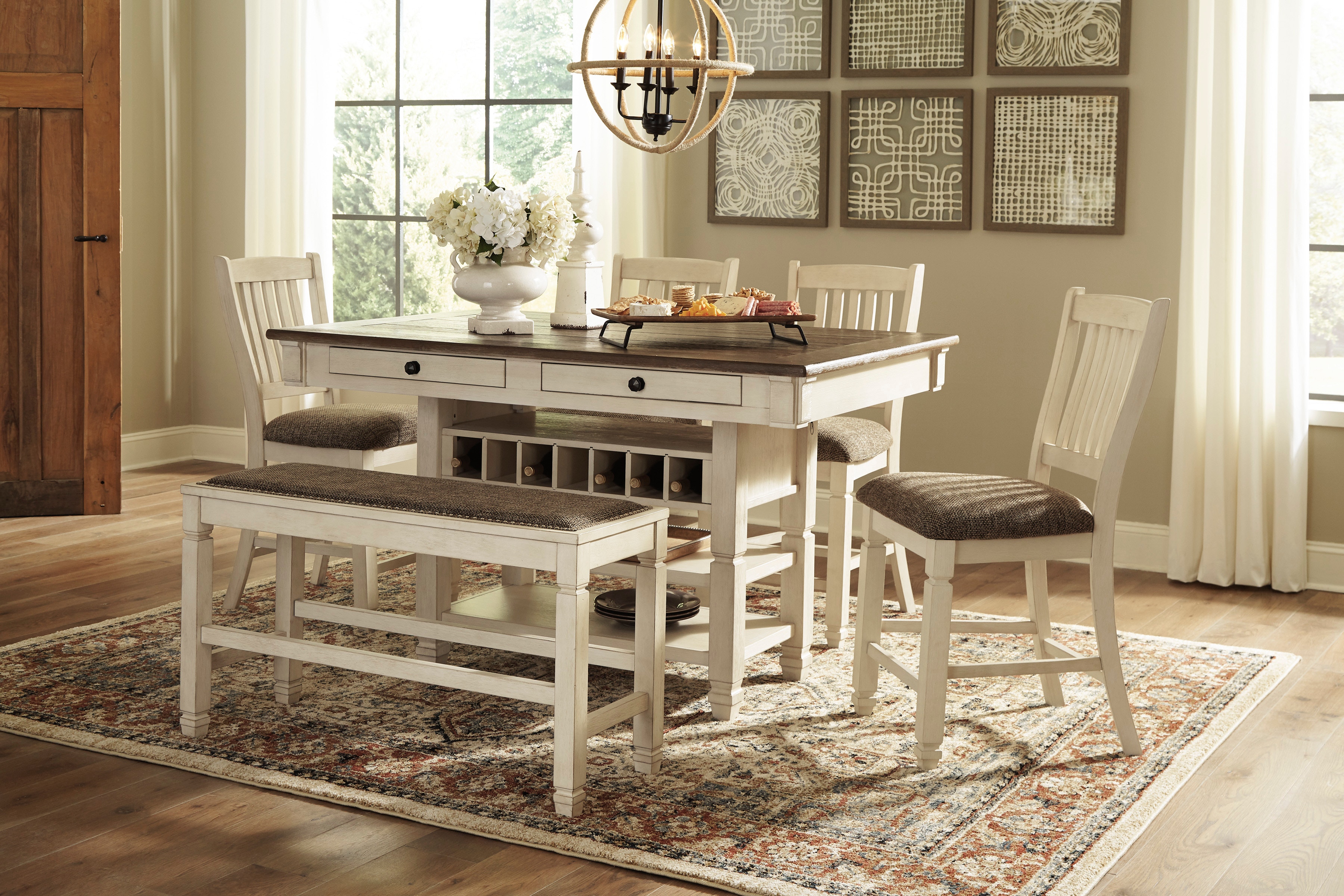 Shop our 6pc Set Bolanburg White Gray Counter Height Dining Table