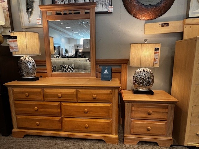 IFR Clearance Previously Leased - 4 Pc Full/Queen Bedroom Set: Nightstand, Dresser, Mirror, & Headboard - by Florida, featured in Bleached Pine 517-002,-031,-136,-151
