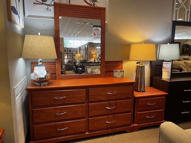IFR Clearance Previously Leased - Dickson 4pc. Bedroom Set: Queen/Full Headboard, Dresser, Mirror, Nightstand - Cherry Finish 980-1/-2/-3/-6