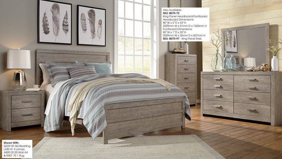 IFR Clearance NEW!! SPECIAL VALUE PRICE! The Culverbach 4 Piece Bedroom Set: Dresser, Mirror, Nightstand, Full-or-Queen Bed - by Ashley,(by Special Order) B070-4PC BDRM SET