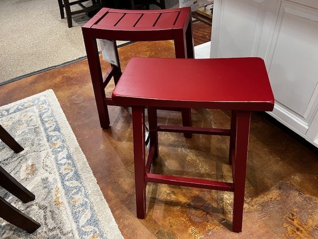 John Thomas John Thomas Counter Saddle Stools in Select Wood Finishes John Thomas Counter Saddle Stools