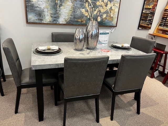 IFR Clearance NEW CLEARANCE ITEM!! 7 Pc. Napoli 64" Marble Top Rectangular Dining Table Set - by Steve Silver, featured in Gray Marble Finish NL500GT,AMIE 4848S(6)