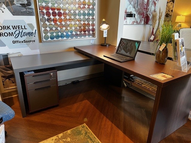 IFR NEW!! EXPRESS PROGRAM - "L Shaped" Desk - by OFFICESOURCE in Walnut & Charcoal Finishes (Chair & Pedestal Can Be Purchased Separately) OSXD2001