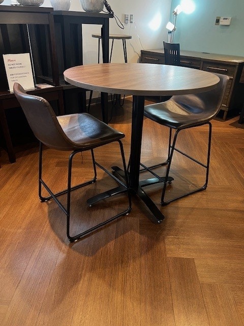 IFR Clearance Previously Leased - 3 Pc Counter Dining Set - by Officesource/KFI/Ashley, featured in Modern Walnut Finish PLT36R MW, B2125-36, D372-124(2)