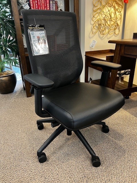 IFR NEW!! Quick Ship Item! - "Starlight Max" High Back Task Chair - by OFFICESOURCE, featured with a Black Leather Seat OSTW8007L