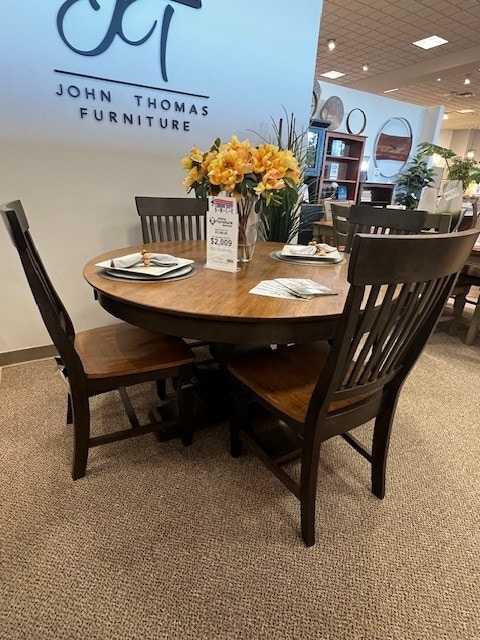 IFR NEW!! Vista 5 Piece 52" Solid Round Table Top w/ Pedestal Base Dining Set - by John Thomas Featured in Hickory & Coal T45-14B-30,T45-52T,(4)CI45-65B