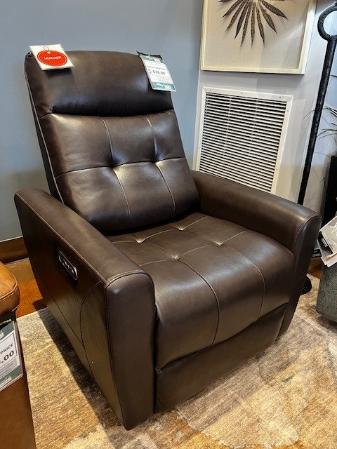 IFR NEW!! SPECIAL VALUE PRICE! Pisgham PWR Recliner/ADJ Headrest - by Ashley, featured in Leather Match Chocolate U1050013 CHOCOLATE