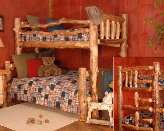 Uintah Log and Reclaimed Silver Creek Bunk Bed Aspen TD1015