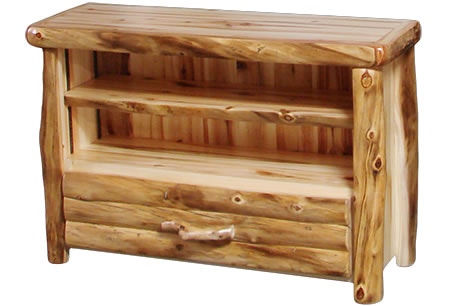 Rustic Log Living Room 1 Drawer Tv Stand In Log Front 39w In