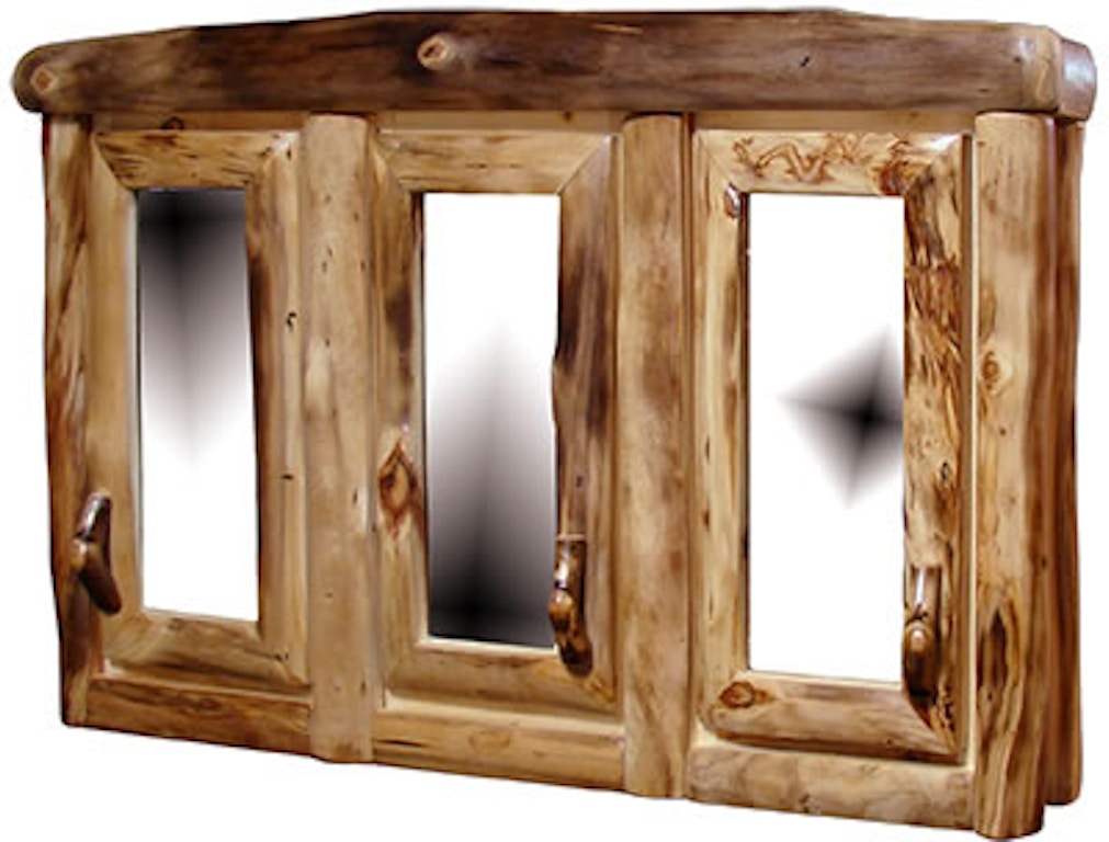 Rustic Log Dining Room 3 Door Medicine Cabinet In Log Front 48w