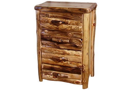 Rustic Log 4 Drawer Chest in Log Front (33W) in Wild Panel & Natural Log 4DCL-33-WN