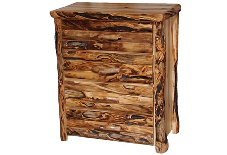 Rustic Log 4 Drawer Chest in Log Front (39W) in Wild Panel & Gnarly Log 4DCL-39-WG