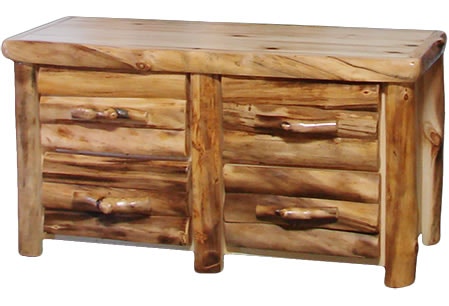 Rustic Log 4 Drawer Dresser in Log Front (60W) in Wild Panel & Natural Log 4DDL-60-WN