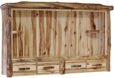 Rustic Log 4 Drawer Dresser Hutch in Flat Front (72W) in Wild Panel & Natural Log 4DHF-72-WN