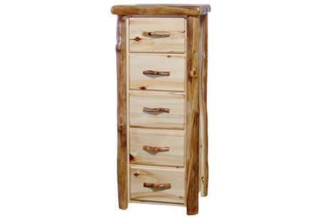 Rustic Log 5 Drawer Chest in Flat Front (24W) in Natural Panel & Natural Log 5DCF-24-NN