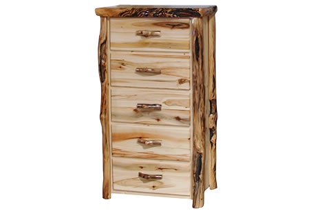Rustic Log 5 Drawer Chest in Flat Front (33W) in Wild Panel & Gnarly Log 5DCF-33-WG
